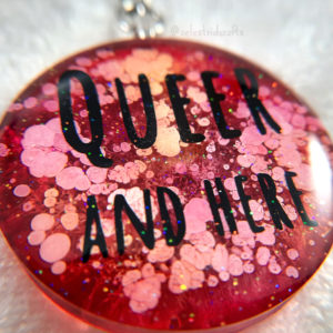 Queer and Here keychain