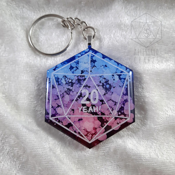 Bi Pride petri D20 keychain