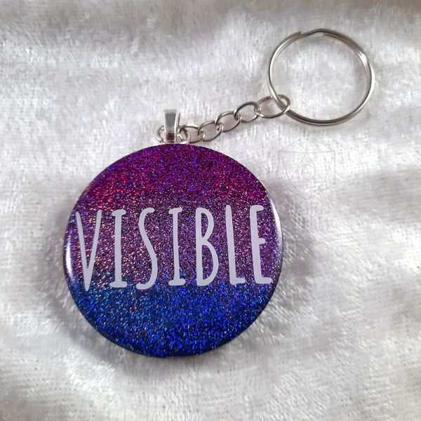 Visible Bi Pride Glitter Keychain