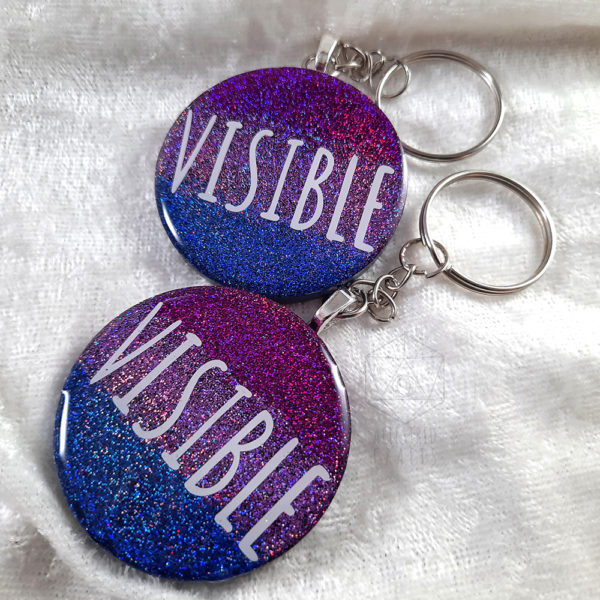 Visible Bi Pride Glitter Keychain