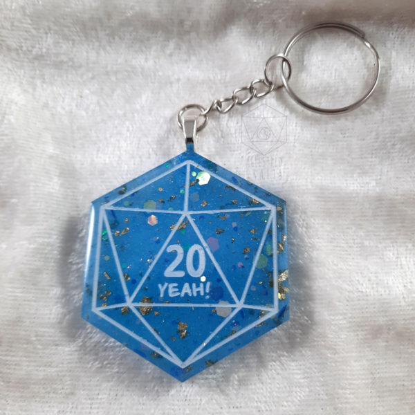 Blue D20 Keychain