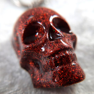 Orange Glitter Skull Keychain