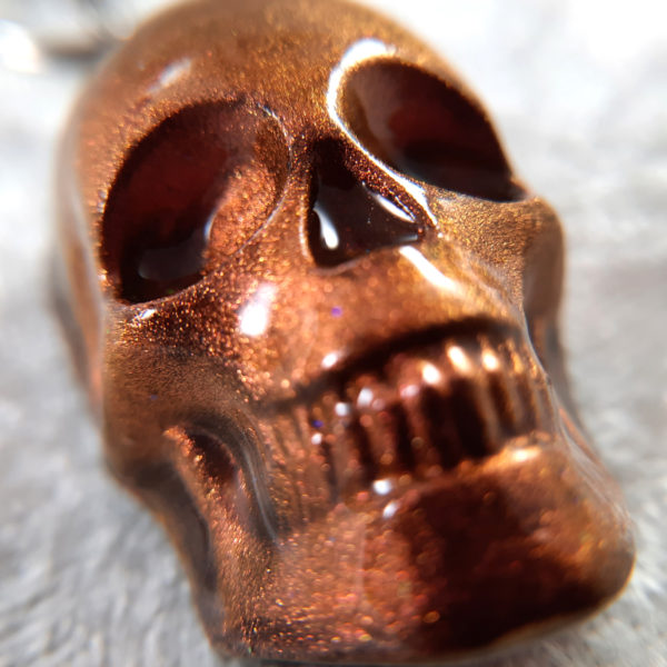 Orange Shimmer Skull Keychain