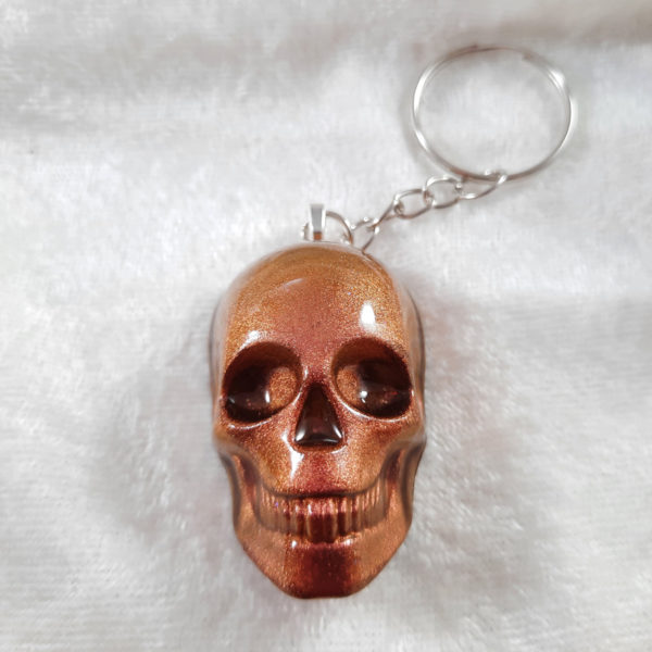 Orange Shimmer Skull Keychain