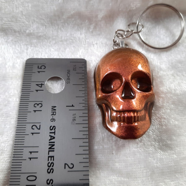 Orange Shimmer Skull Keychain