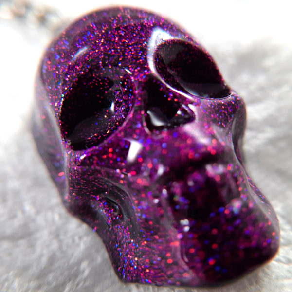 Purple Glitter Skull Keychain