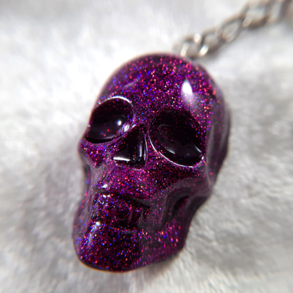 Purple Glitter Skull Keychain