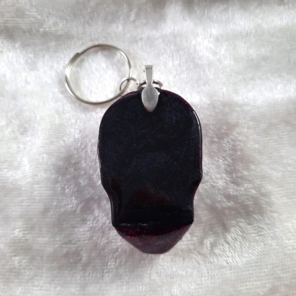 Purple Glitter Skull Keychain