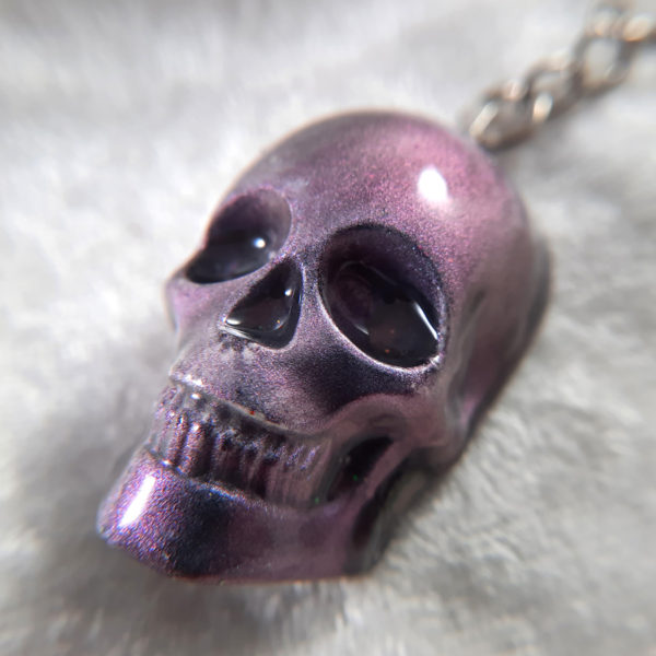 Purple Shimmer Skull Keychain