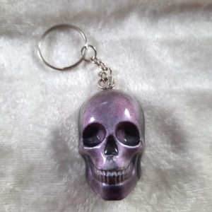 Purple Shimmer Skull Keychain