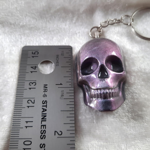 Purple Shimmer Skull Keychain