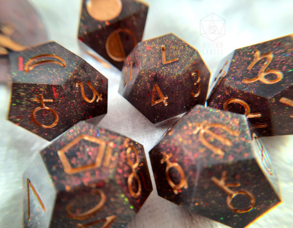 Red Glitter Astro Dice