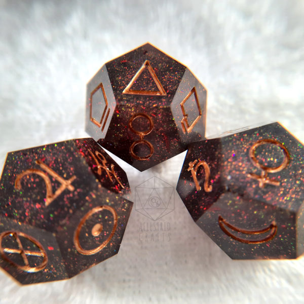 Red Glitter Astro Dice