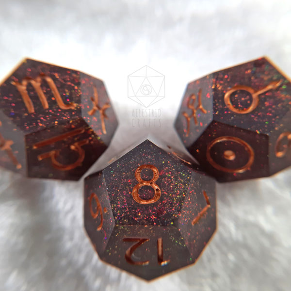 Red Glitter Astro Dice