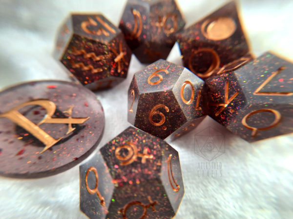 Red Glitter Astro Dice