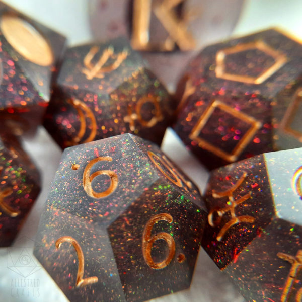 Red Glitter Astro Dice