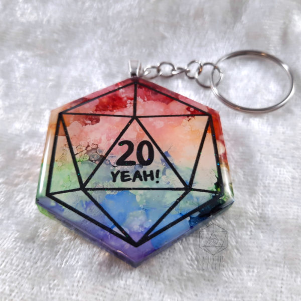 Pride D20 Keychain